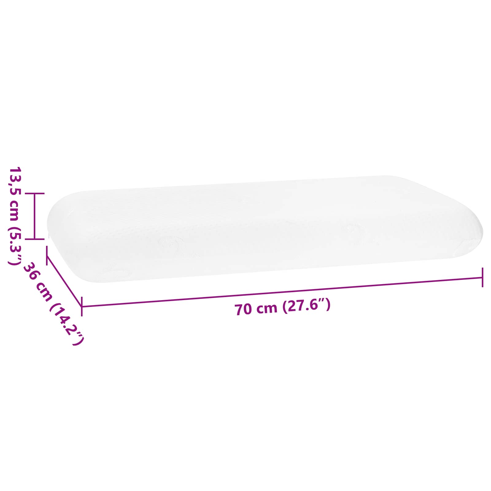 Cuscino da Letto 70 x 36 x 13,5 cm Medio Schiuma Memory Bianco