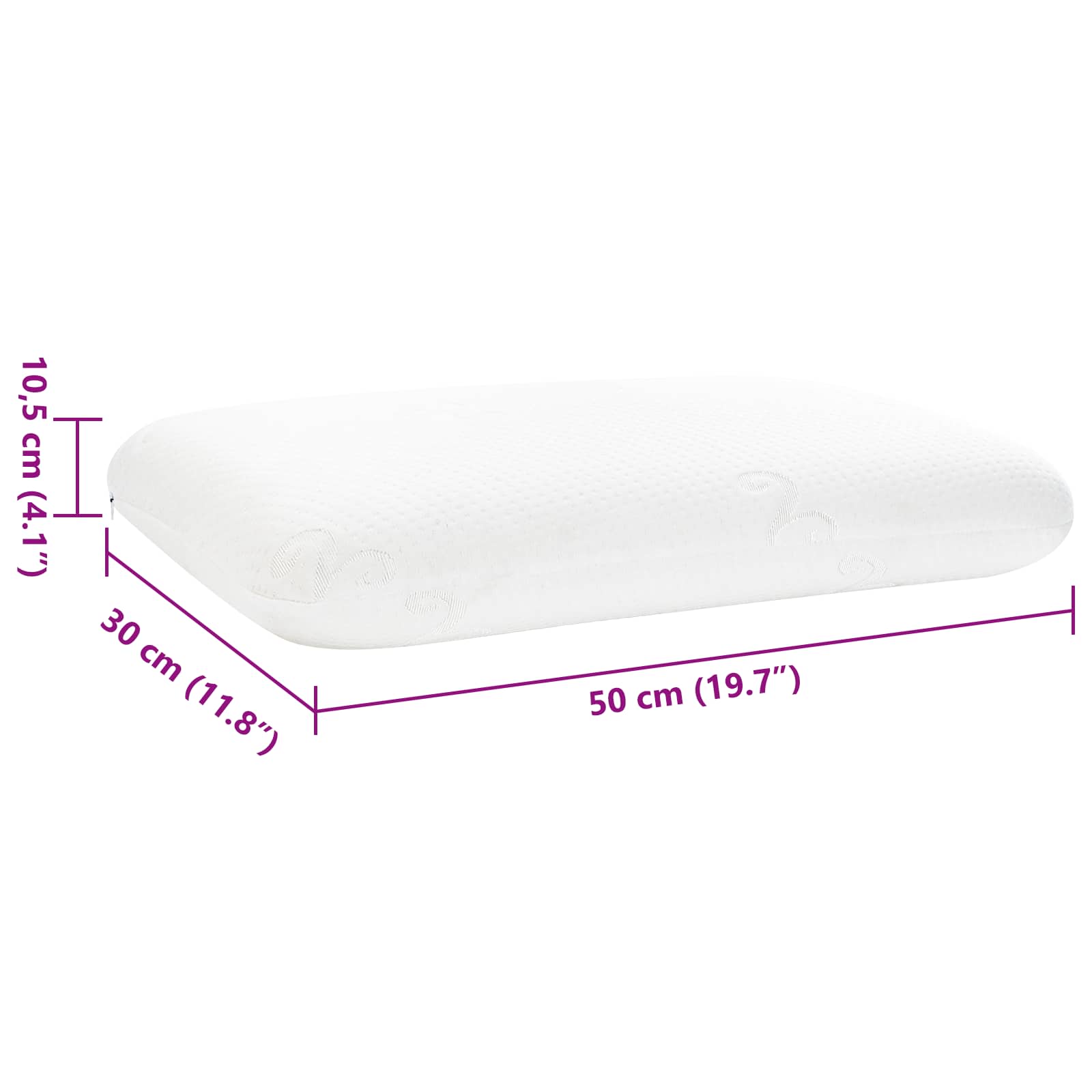 Cuscino da Letto 50 x 30 x 10,5 cm Medio Schiuma Memory Bianco