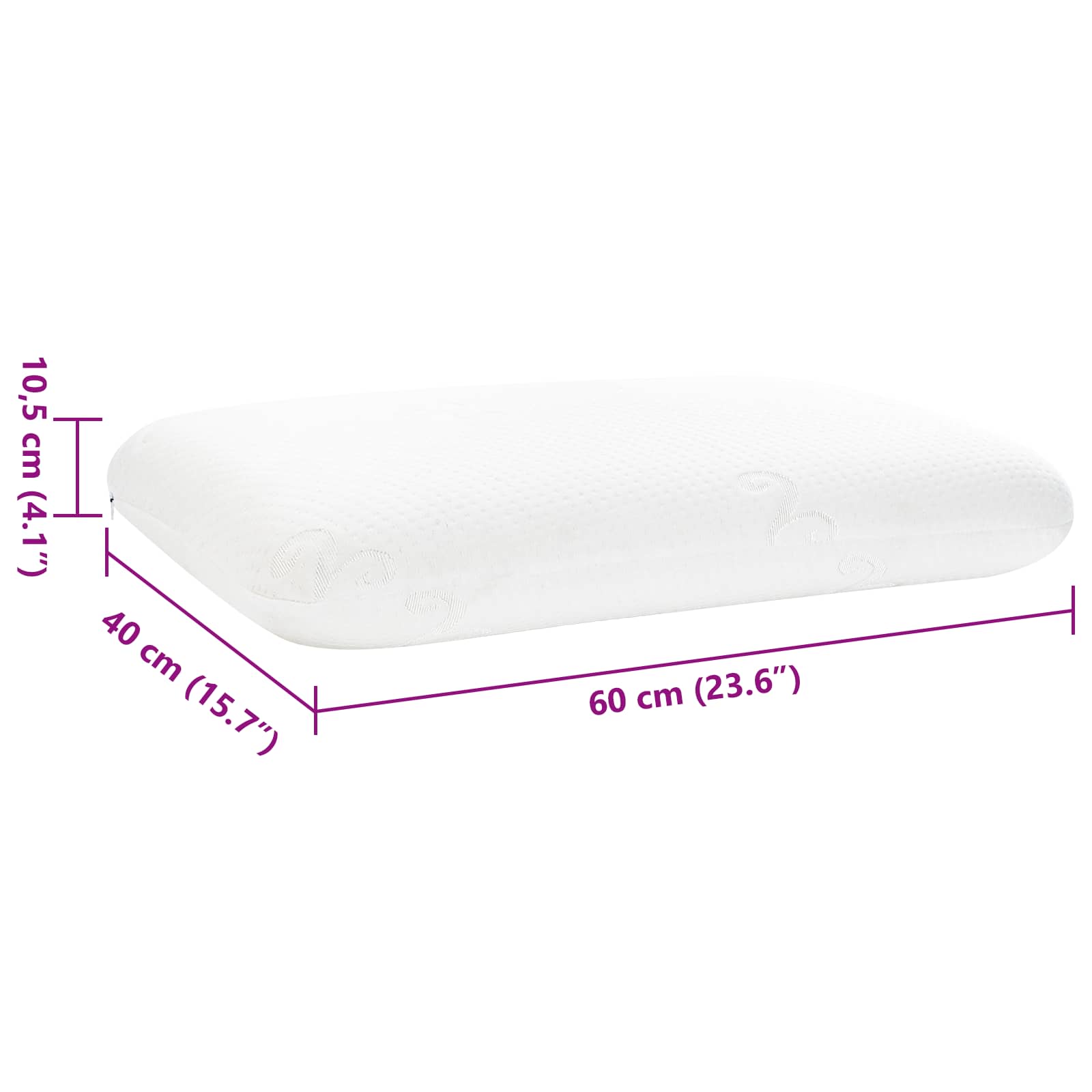 Cuscino da Letto 60 x 40 x 10,5 cm Medio Schiuma Memory Bianco