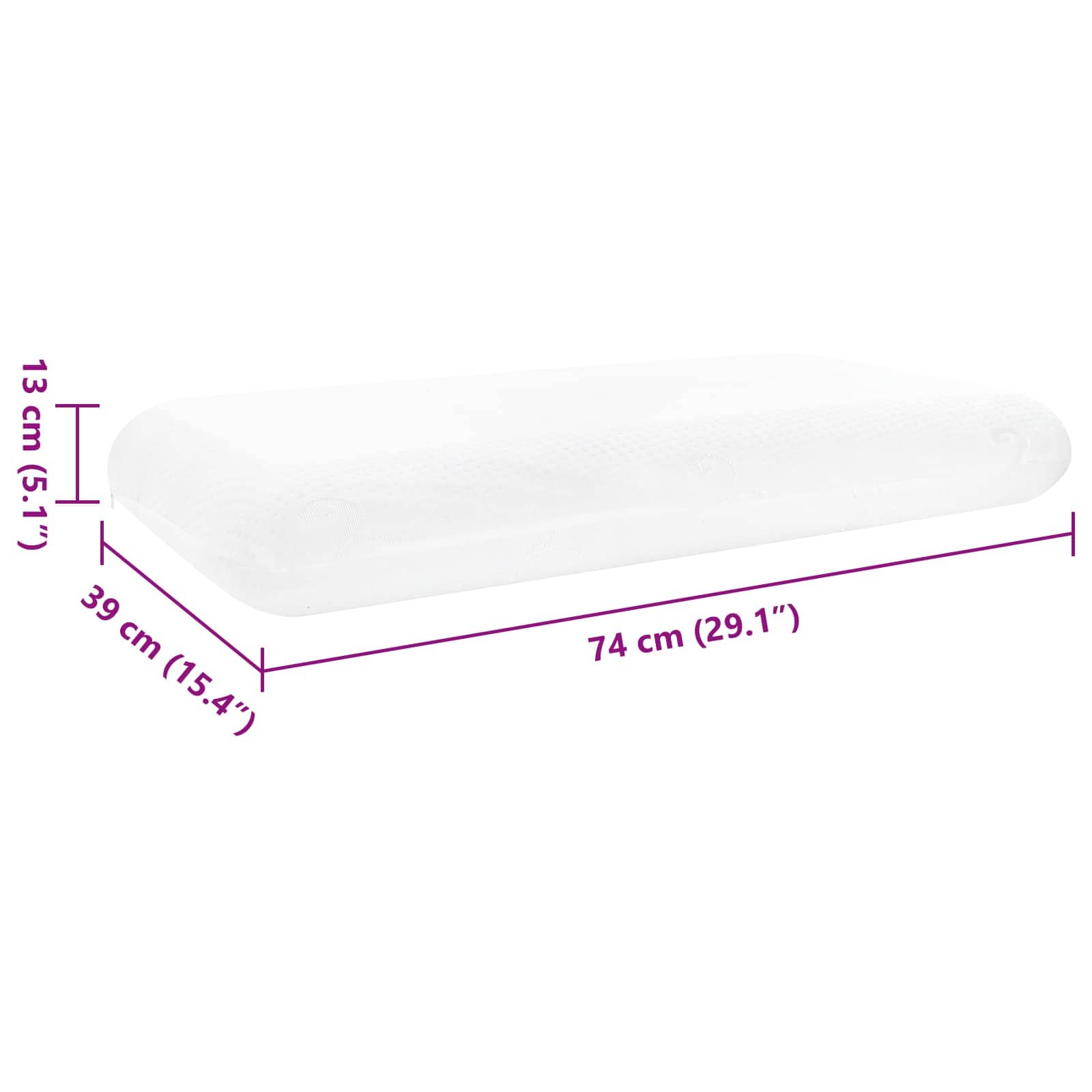 Cuscino da Letto 74 x 39 x 13 cm Medio Schiuma Memory Bianco