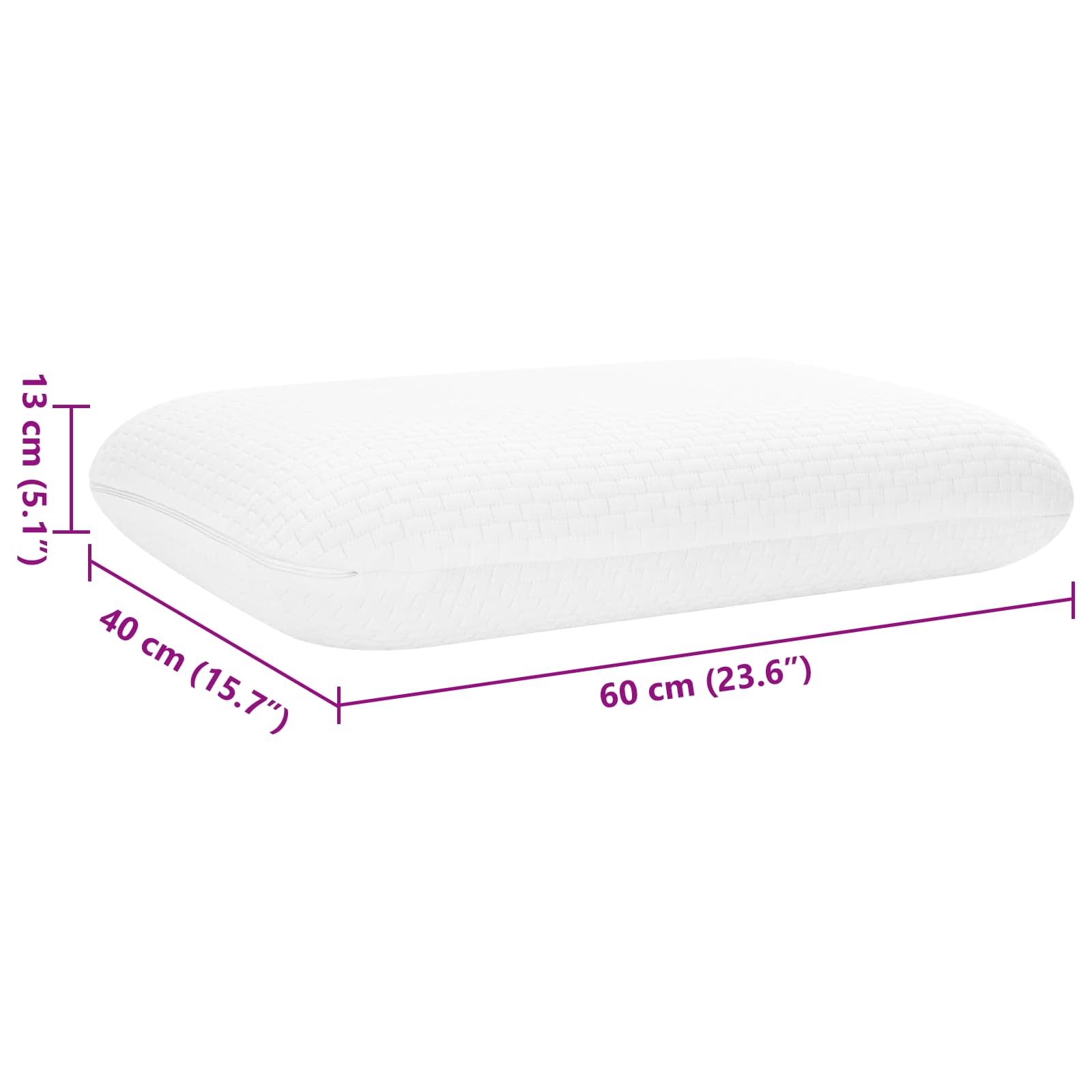 Cuscino da Letto 60 x 40 x 13 cm Schiuma Memory Bianco