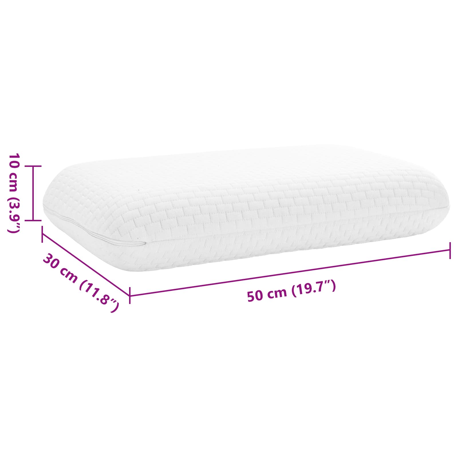 Cuscino da Letto 50 x 30 x 10 cm Schiuma Memory Bianco