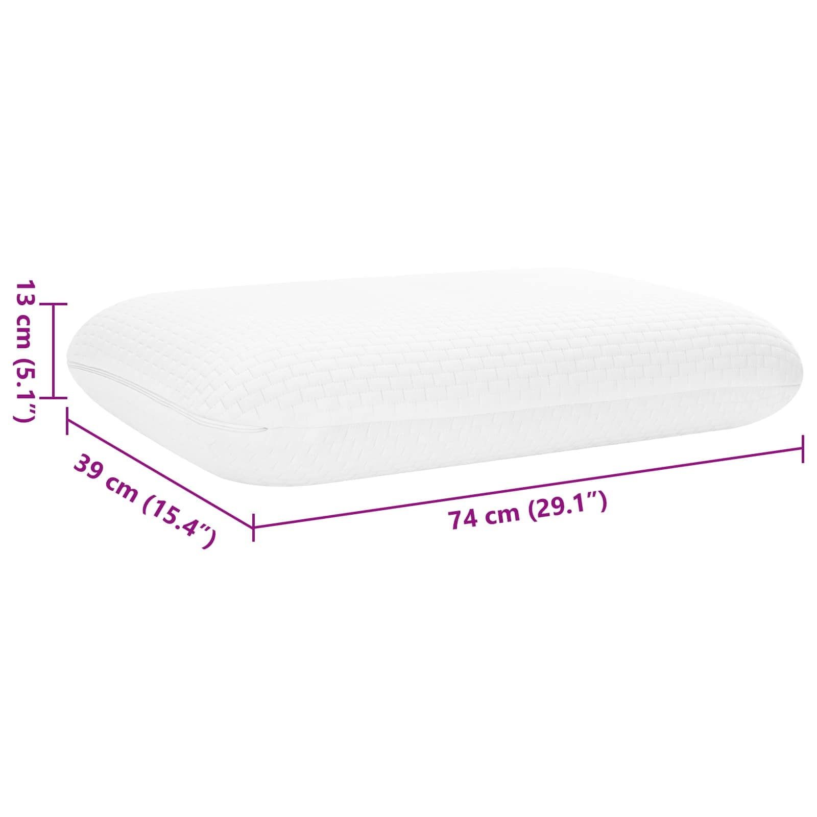 Cuscino da Letto 74 x 39 x 13 cm Schiuma Memory Bianco