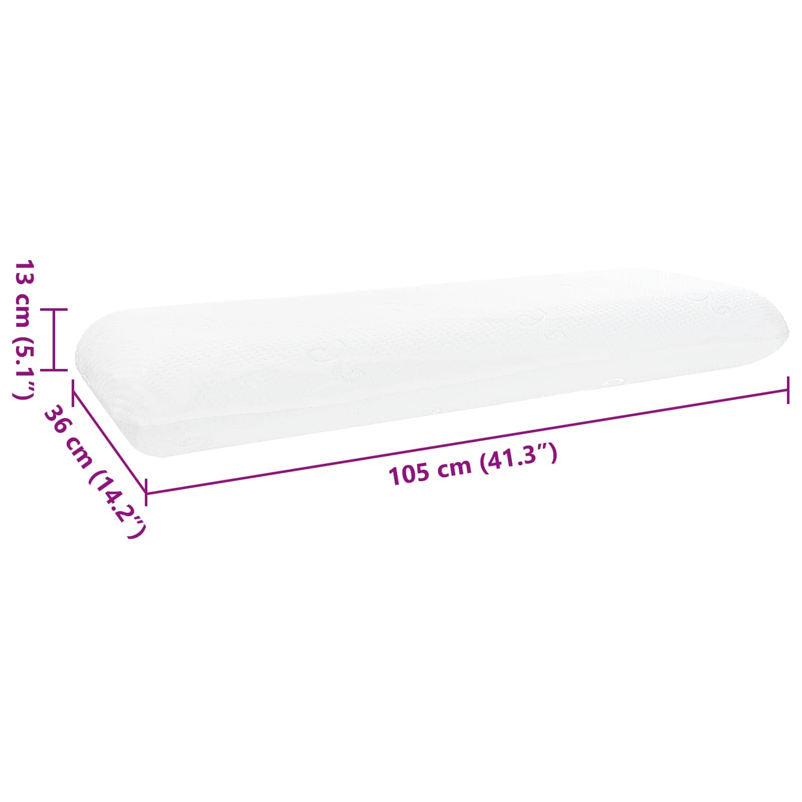 Cuscino da Letto 105 x 36 x 13 cm Medio Schiuma Memory in Gel