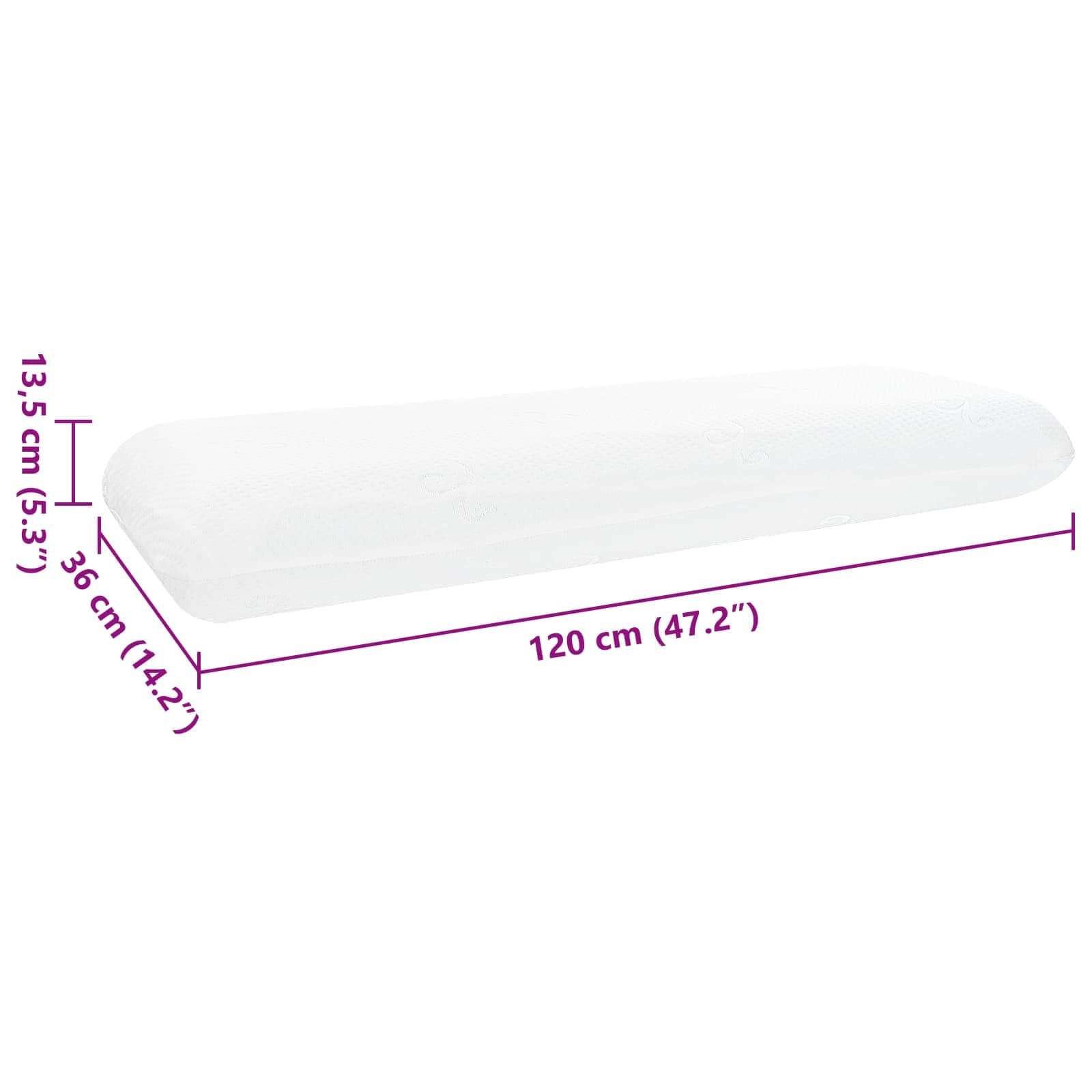 Cuscino da Letto 120 x 36 x 13 cm Medio Schiuma Memory in Gel