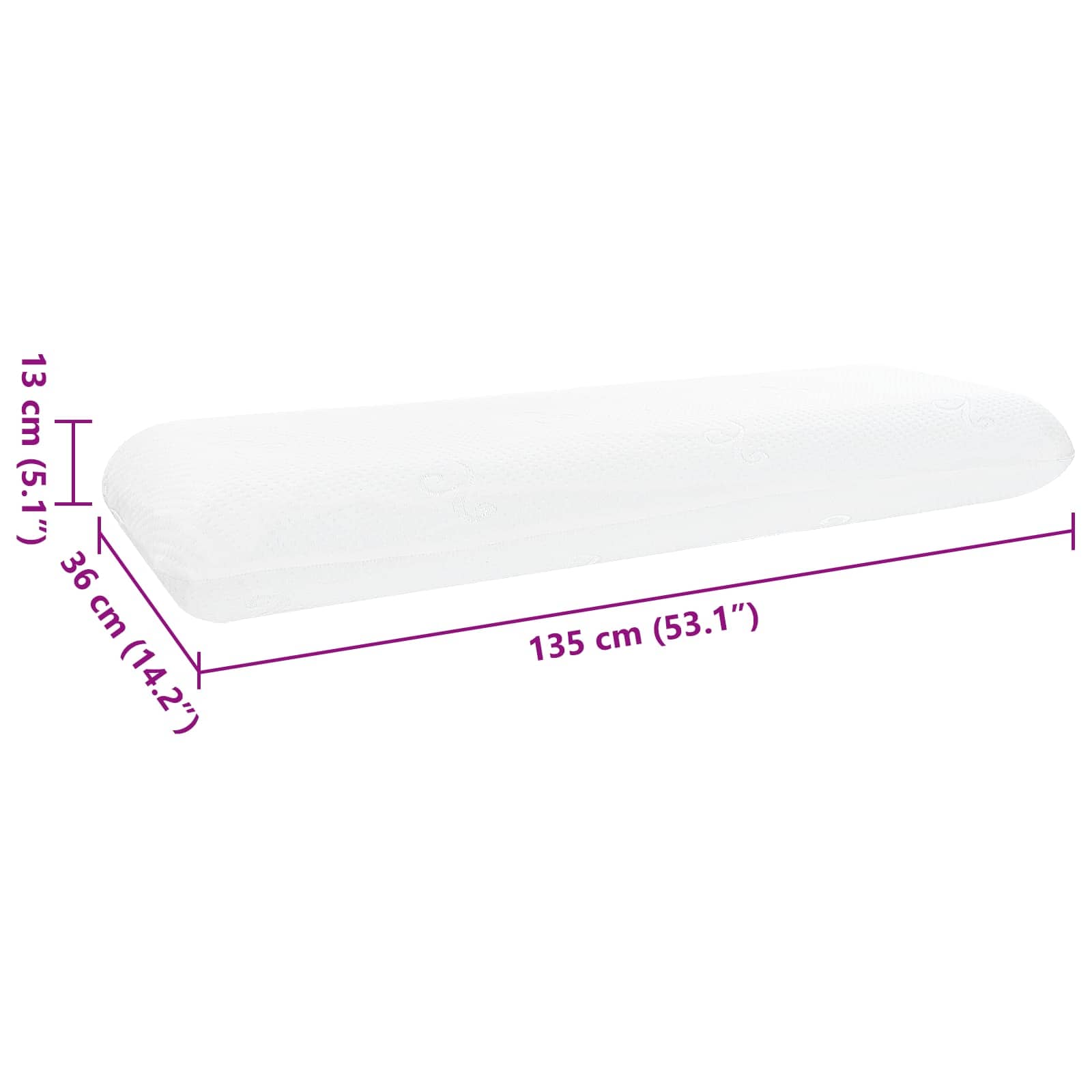 Cuscino da Letto 135 x 36 x 13 cm Medio Schiuma Memory in Gel