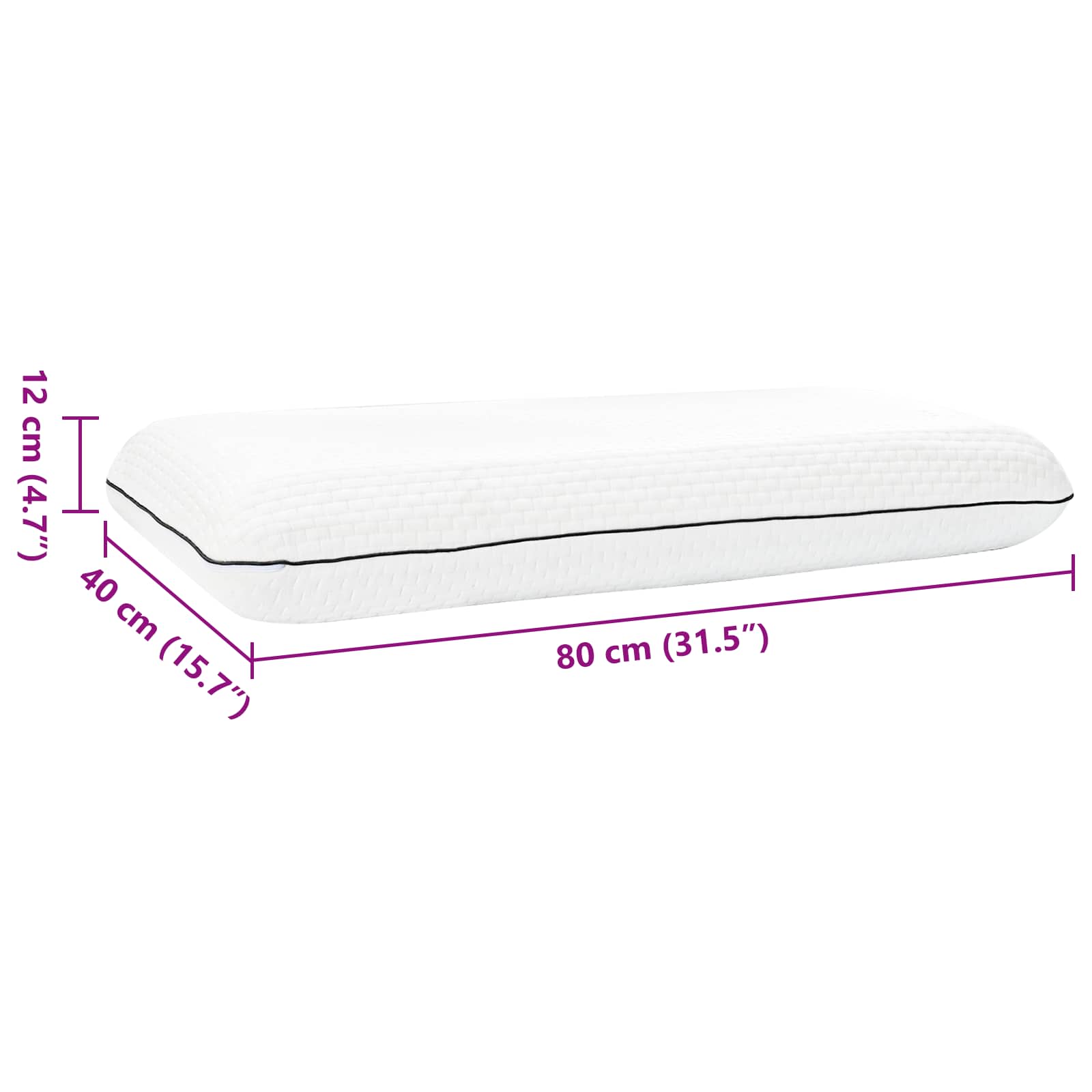 Cuscino da Letto 80 x 40 x 12 cm Medio Schiuma Gel Bianco