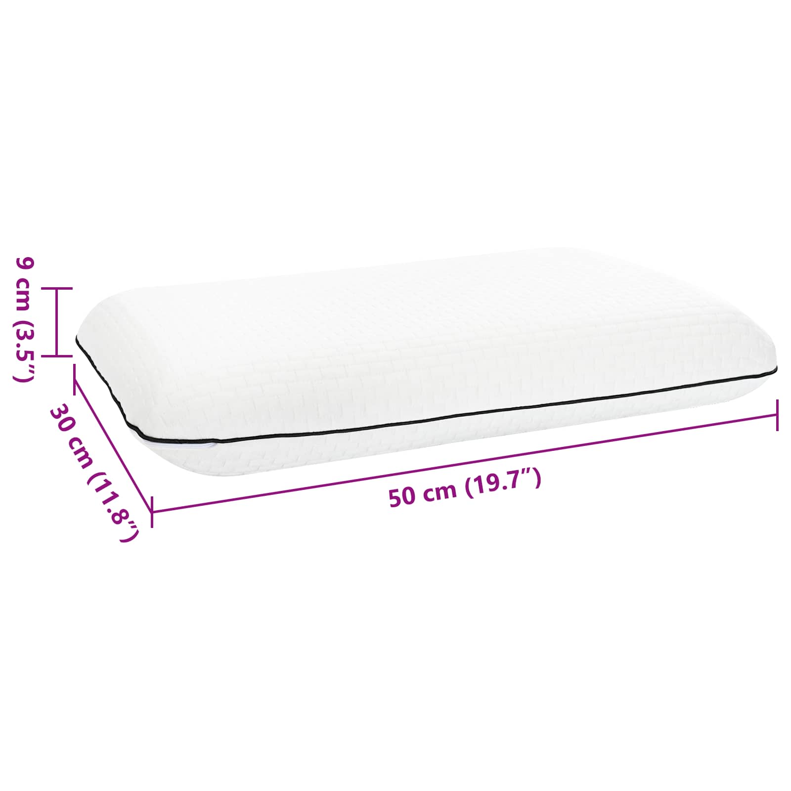 Cuscino da Letto 30 x 50 x 9 cm Medio Schiuma Gel Bianco