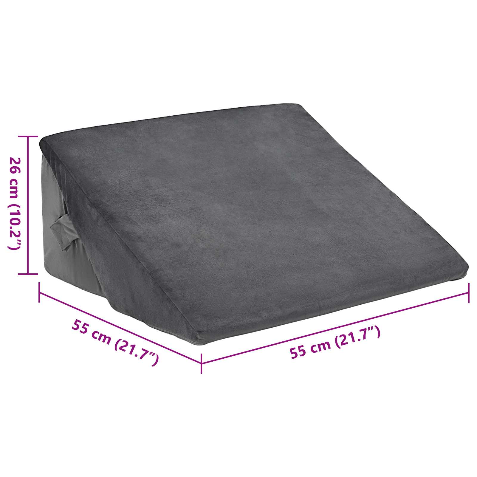 Cuscino a Wedge Grigio 55 x 55 x 26 cm Schiuma Memory