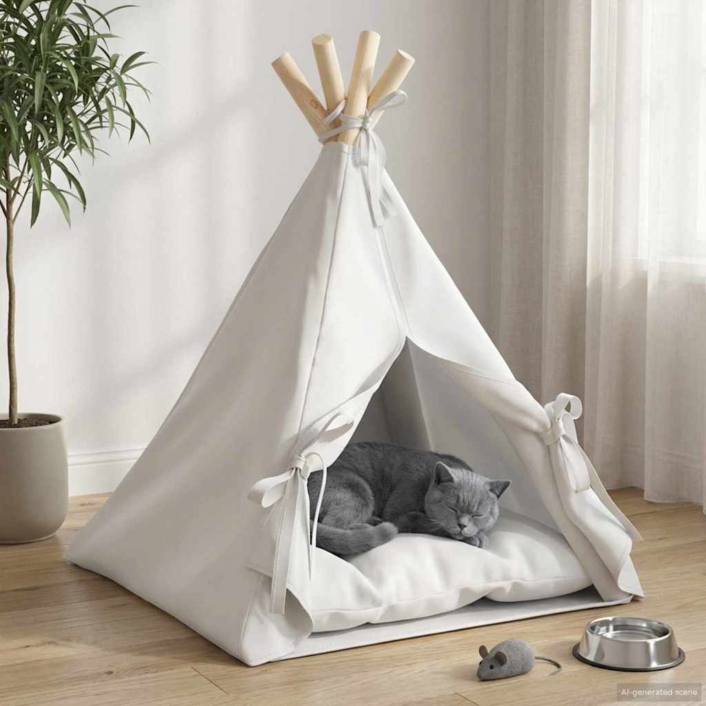 Tenda per animali con cuscino Bianco 40 x 40 x 50 cm Poliestere