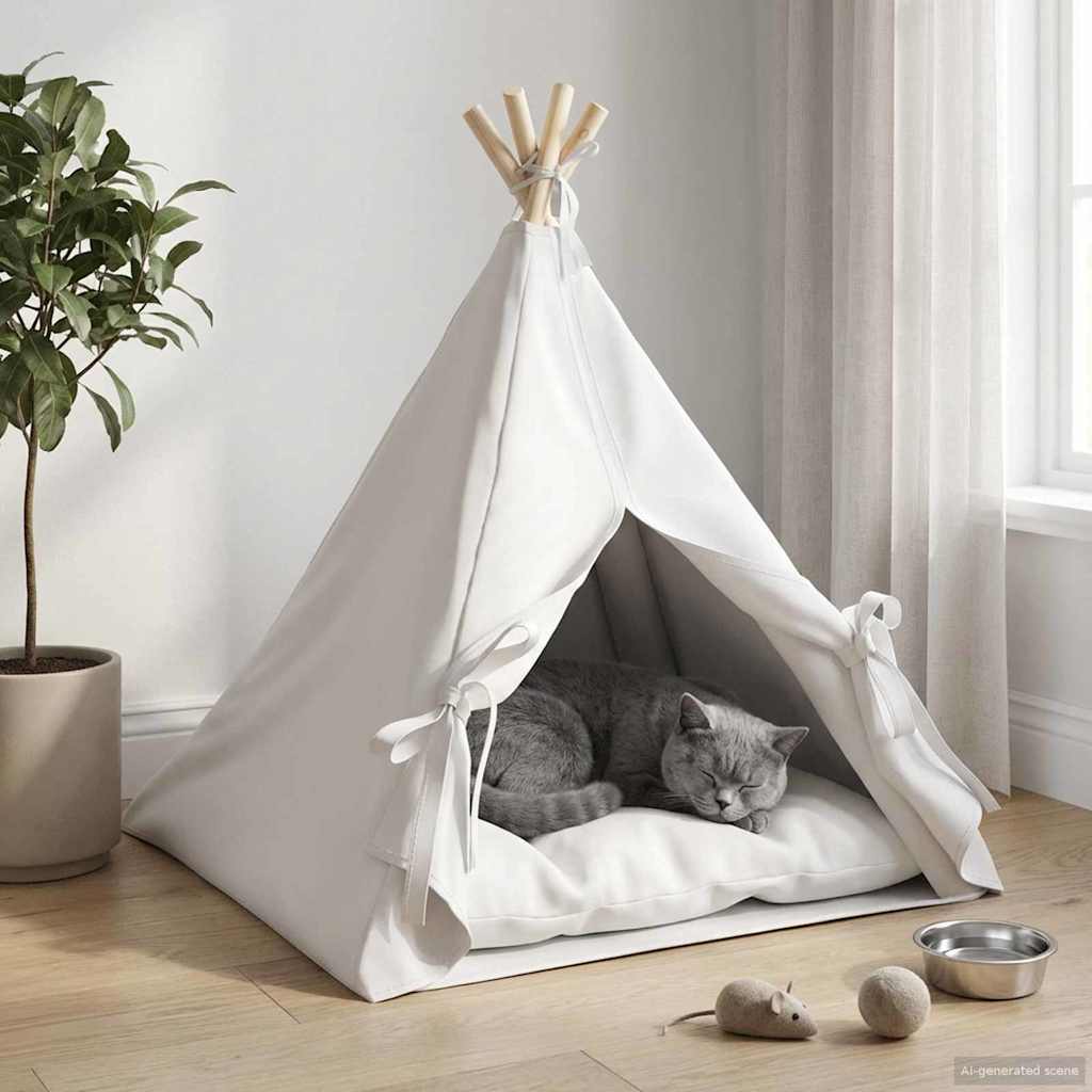 Tenda per animali con cuscino Bianco 60 x 60 x 70 cm Poliestere