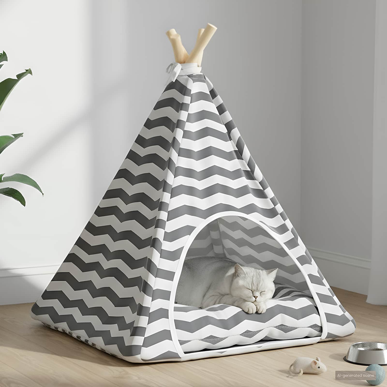 Tenda per animali con cuscino Bianco e Grigio 50 x 50 x 60 cm