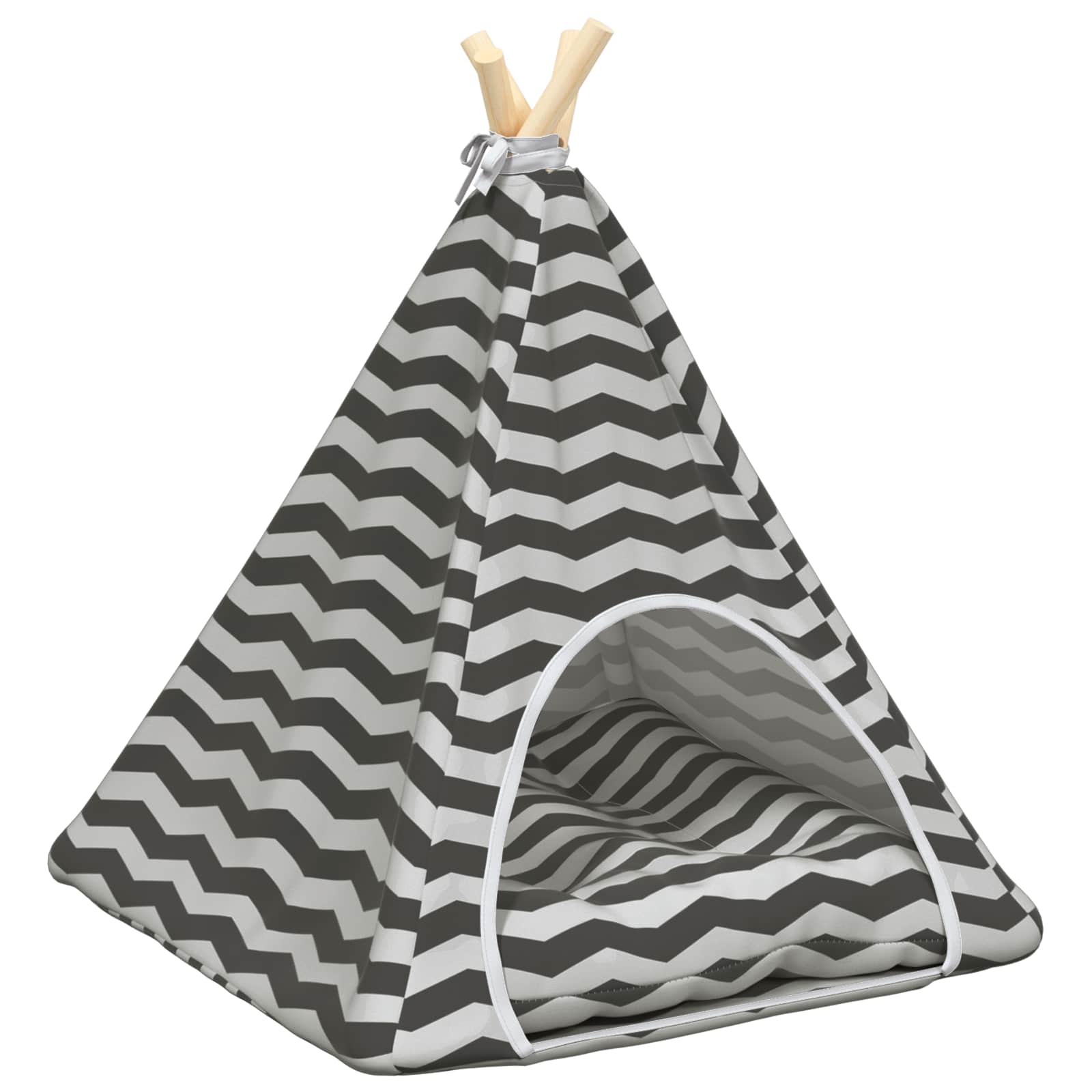 Tenda per animali con cuscino Bianco e Grigio 50 x 50 x 60 cm
