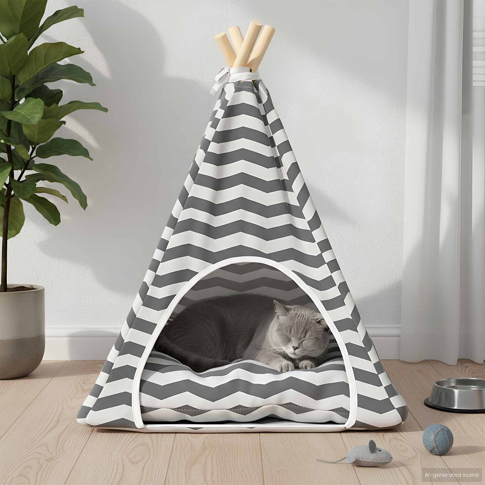 Tenda per animali con cuscino Bianco e Grigio 50 x 50 x 60 cm