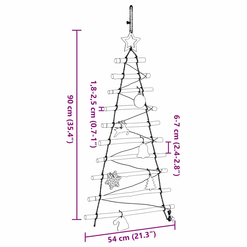 Albero di Natale Naturale 90 cm Legno di Frassino Massiccio