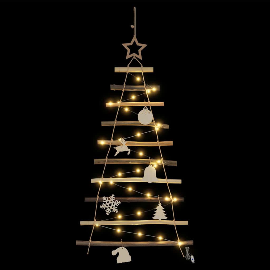 Albero di Natale Naturale 90 cm Legno di Frassino Massiccio