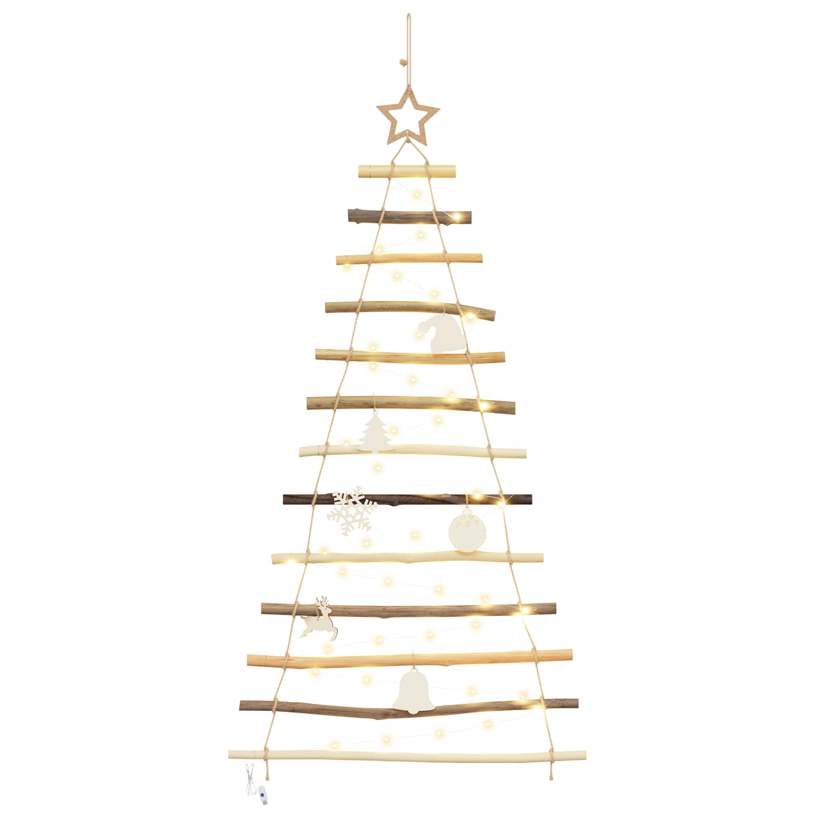 Albero di Natale Naturale 120 cm Legno di Frassino Massiccio