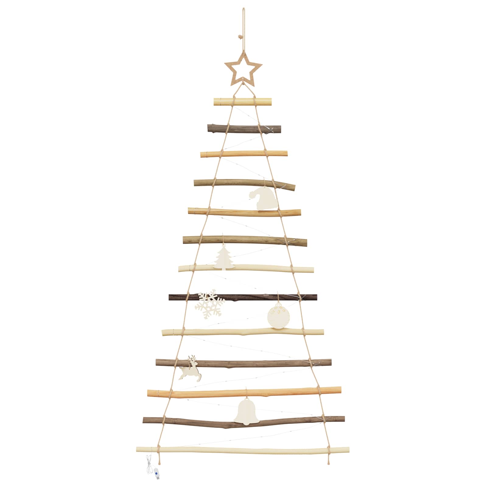 Albero di Natale Naturale 120 cm Legno di Frassino Massiccio