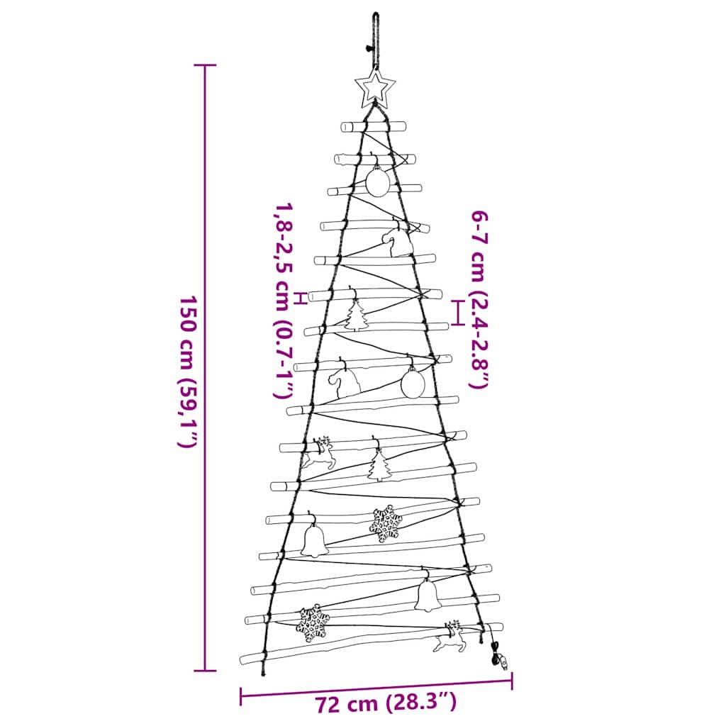 Albero di Natale Naturale 150 cm Legno di Frassino Massiccio