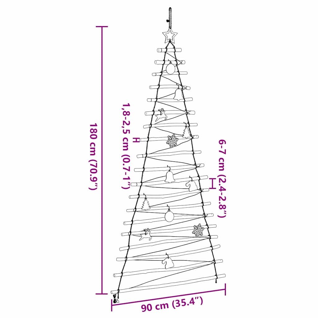 Albero di Natale Naturale 180 cm Legno di Frassino Massiccio