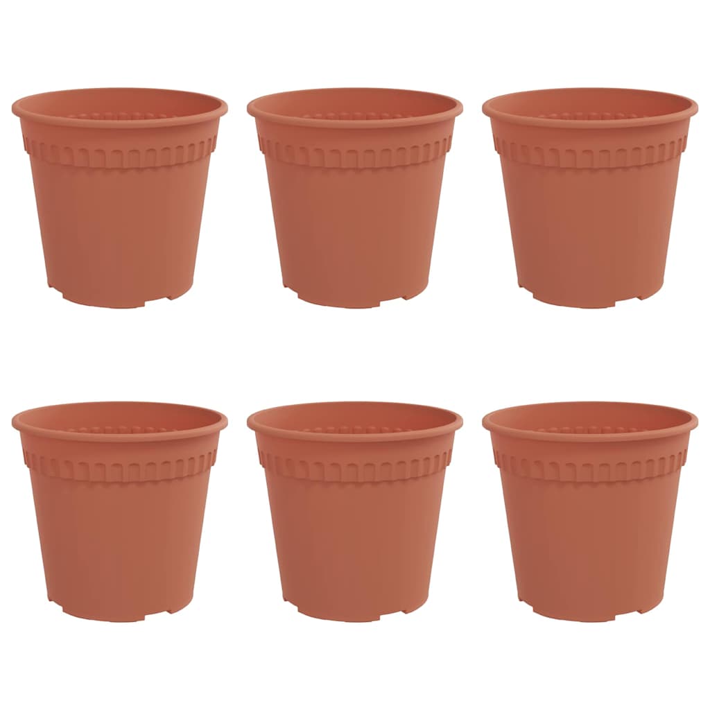 Vaso Rotondo per Fiori 6 pz Rosso Mattone Ø 19 x 16 cm Plastica