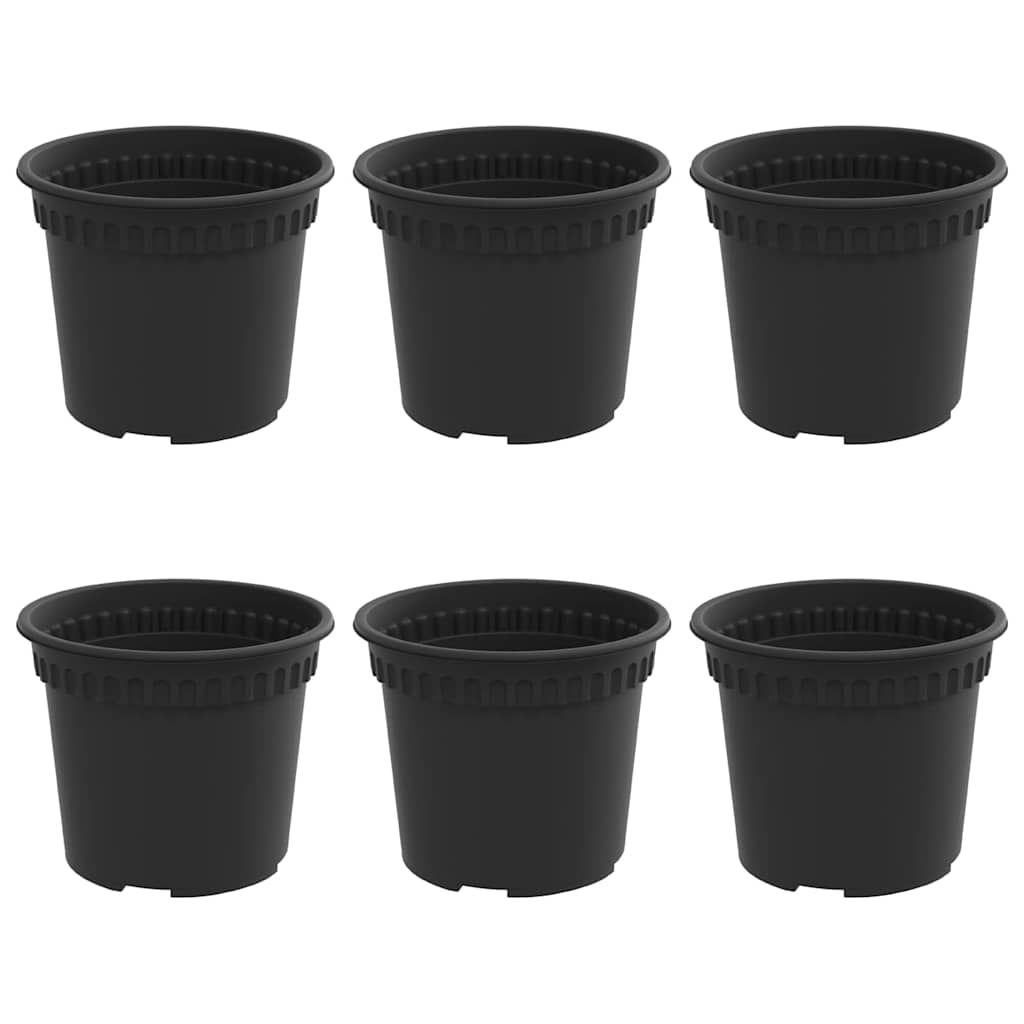 Vaso Rotondo per Fiori 6 pz Nero Ø 12,5 x 10 cm Plastica