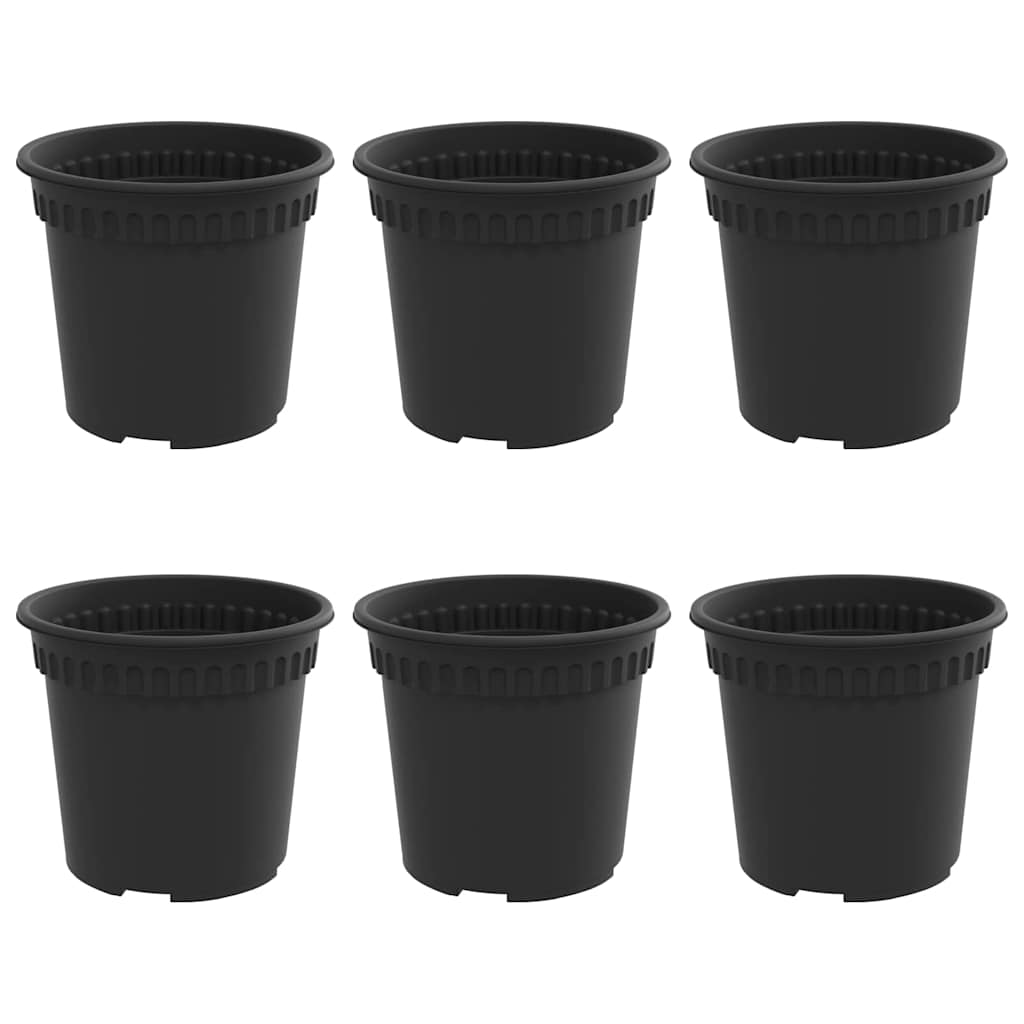 Vaso Rotondo per Fiori 6 pz Nero Ø 15 x 12 cm Plastica
