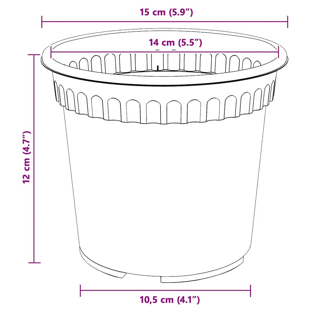 Vaso Rotondo per Fiori 6 pz Nero Ø 15 x 12 cm Plastica
