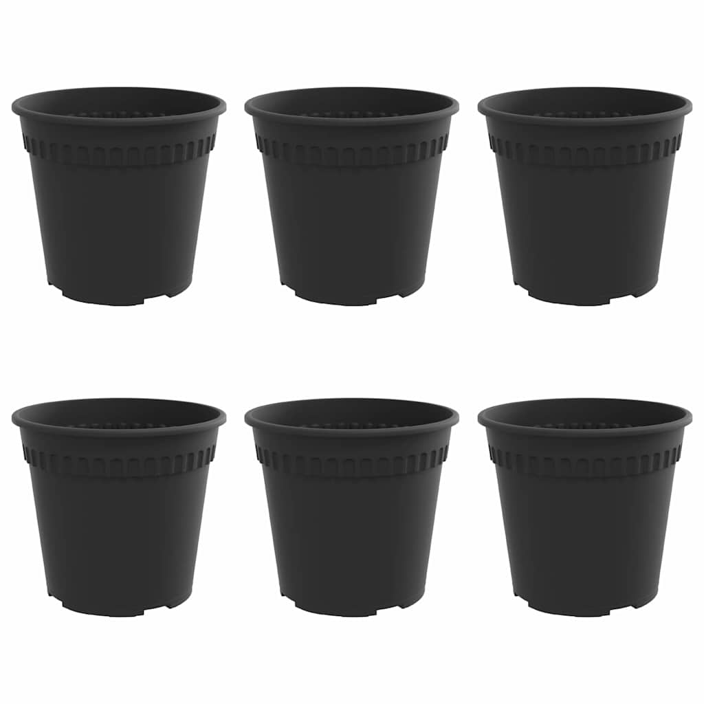 Vaso Rotondo per Fiori 6 pz Nero Ø 19 x 16,5 cm Plastica