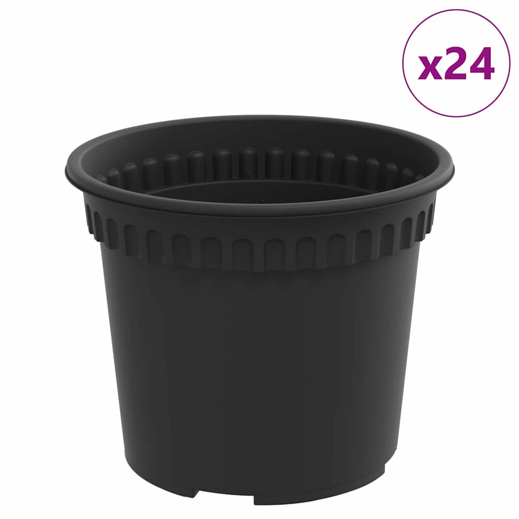 Vaso Rotondo per Fiori 24 pz Nero Ø 12,5 x 10 cm Plastica