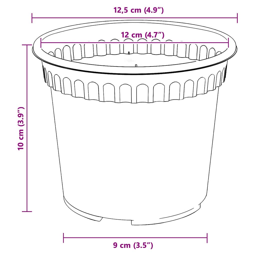 Vaso Rotondo per Fiori 24 pz Nero Ø 12,5 x 10 cm Plastica