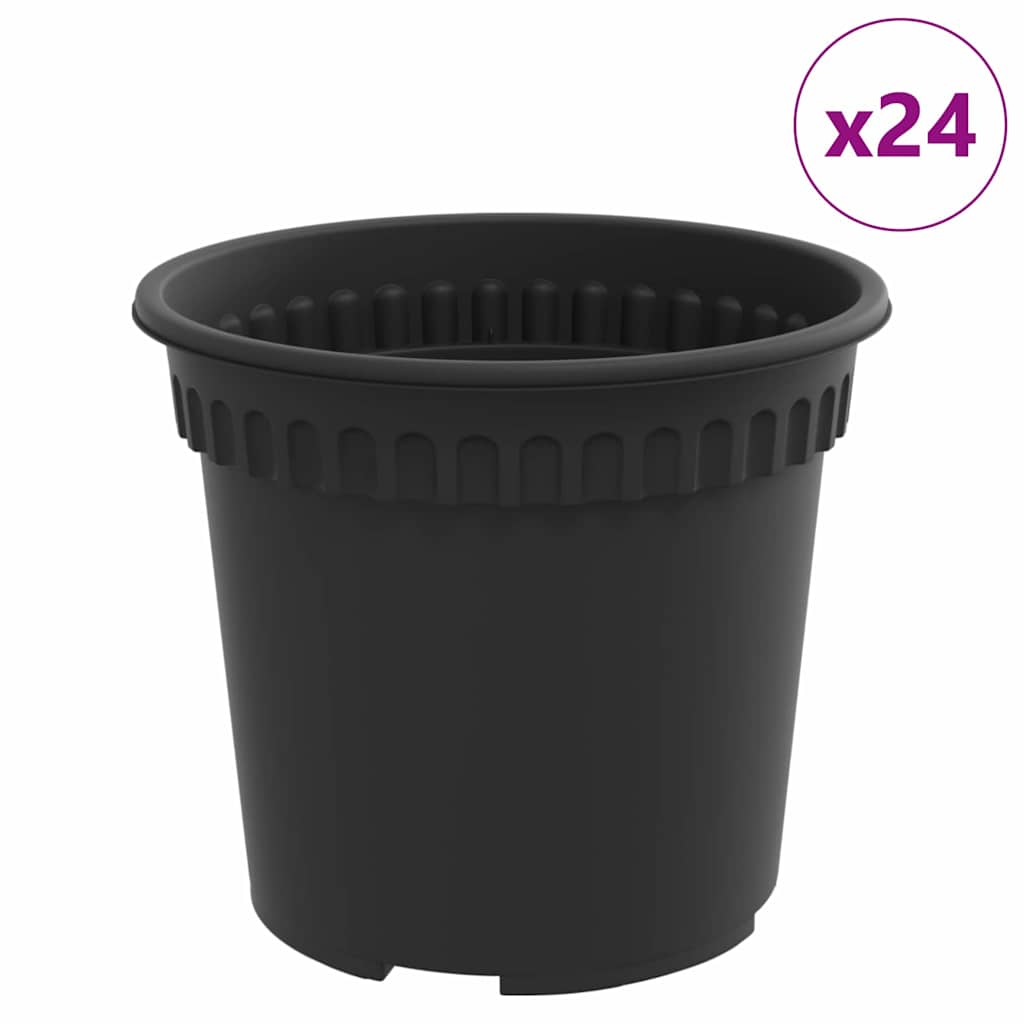 Vaso Rotondo per Fiori 24 pz Nero Ø 15 x 12 cm Plastica