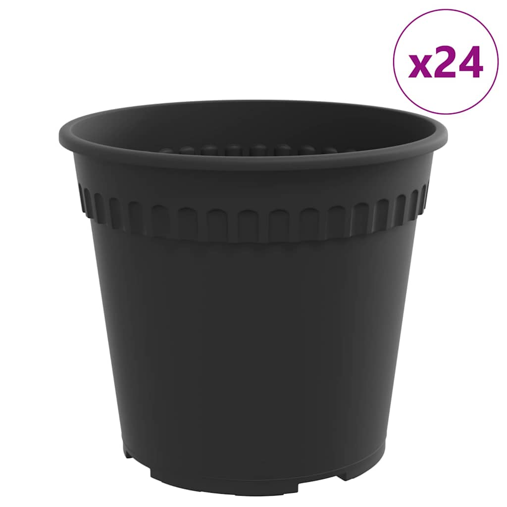 Vaso Rotondo per Fiori 24 pz Nero Ø 19 x 16 cm Plastica