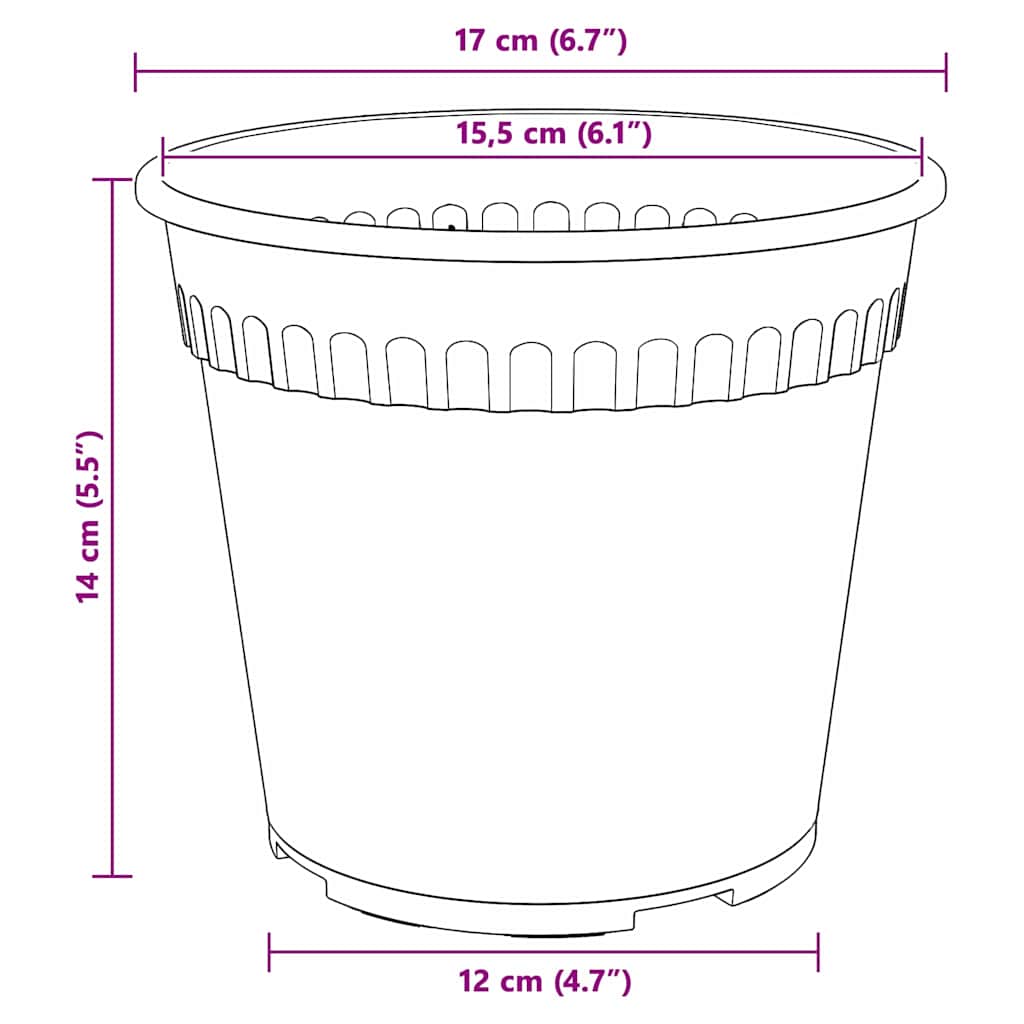 Vaso Rotondo per Fiori 24 pz Nero Ø 19 x 16 cm Plastica