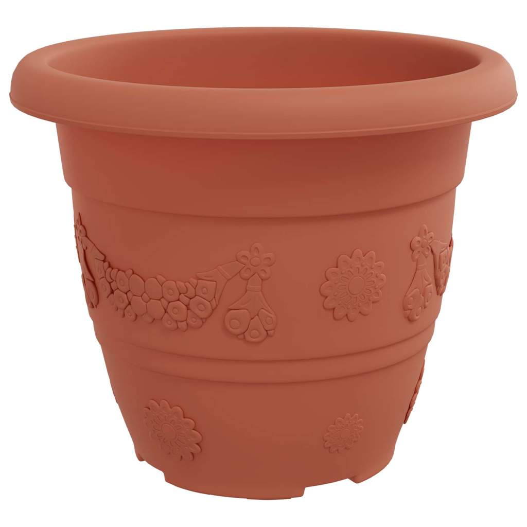 Vaso Rotondo per Fiori 6 pz Rosso Mattone Ø 22 x 18 cm Plastica