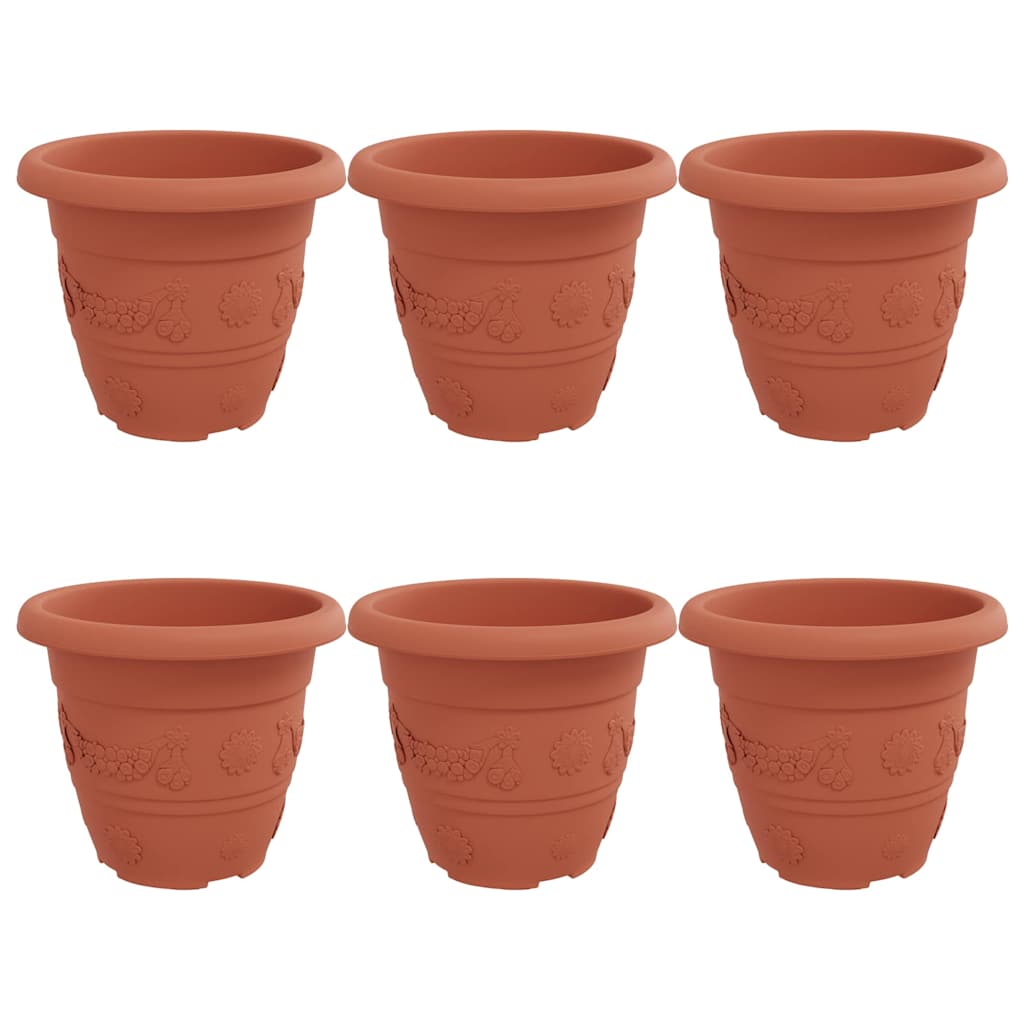 Vaso Rotondo per Fiori 6 pz Rosso Mattone Ø 26 x 21.5 cm