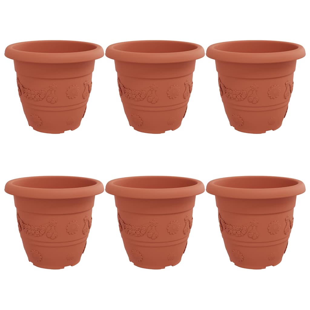Vaso Rotondo per Fiori 6 pz Rosso Mattone Ø 34 x 28 cm Plastica