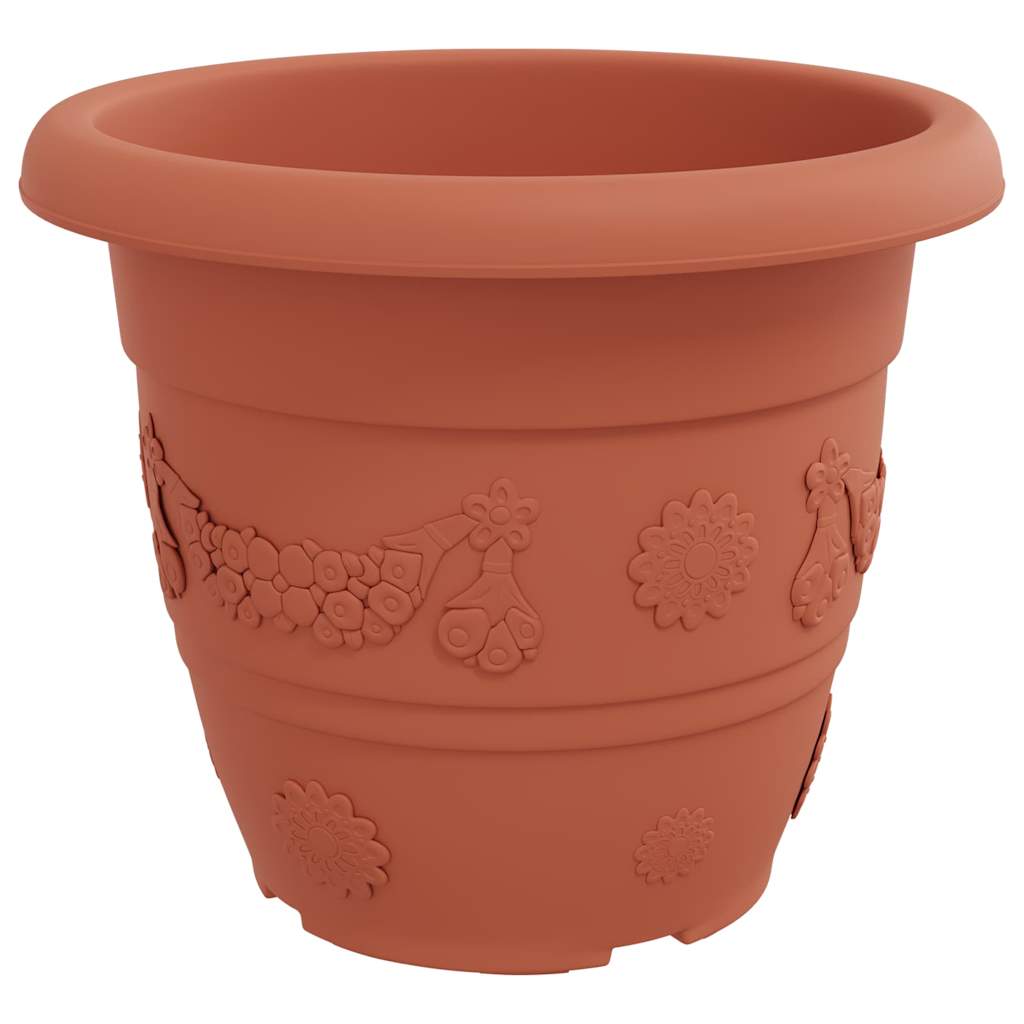 Vaso Rotondo per Fiori 6 pz Rosso Mattone Ø 34 x 28 cm Plastica
