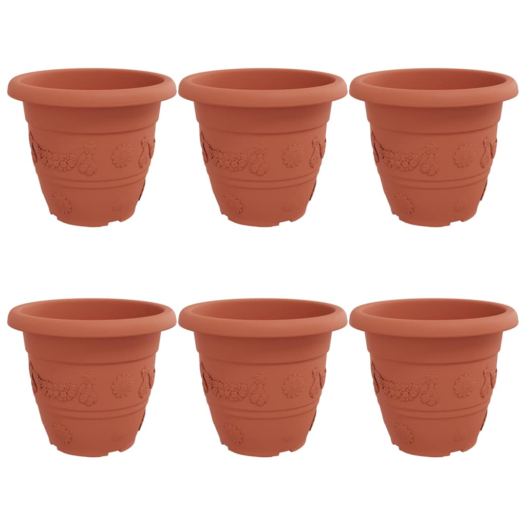 Vaso Rotondo per Fiori 6 pz Rosso Mattone Ø 39 x 32 cm Plastica