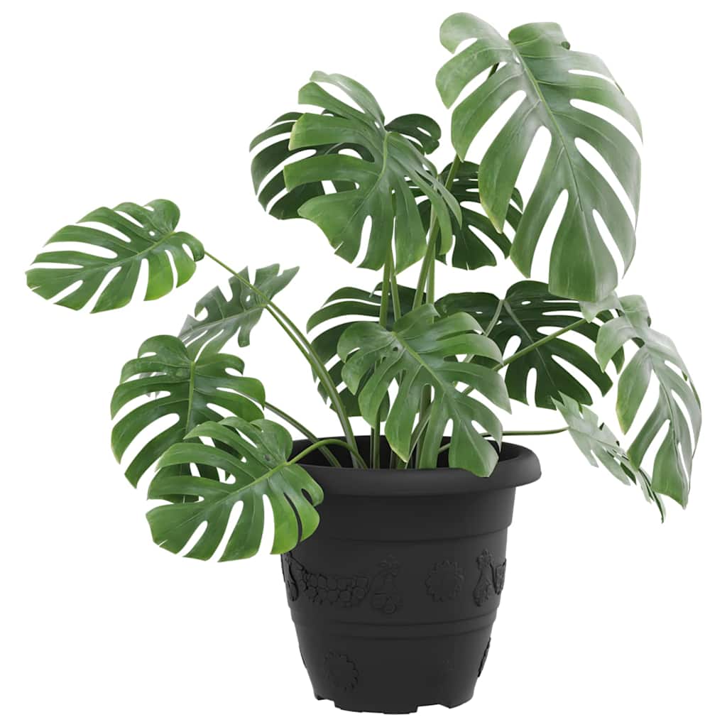Vaso Rotondo per Fiori 6 pz Nero Ø 22 x 18 cm Plastica