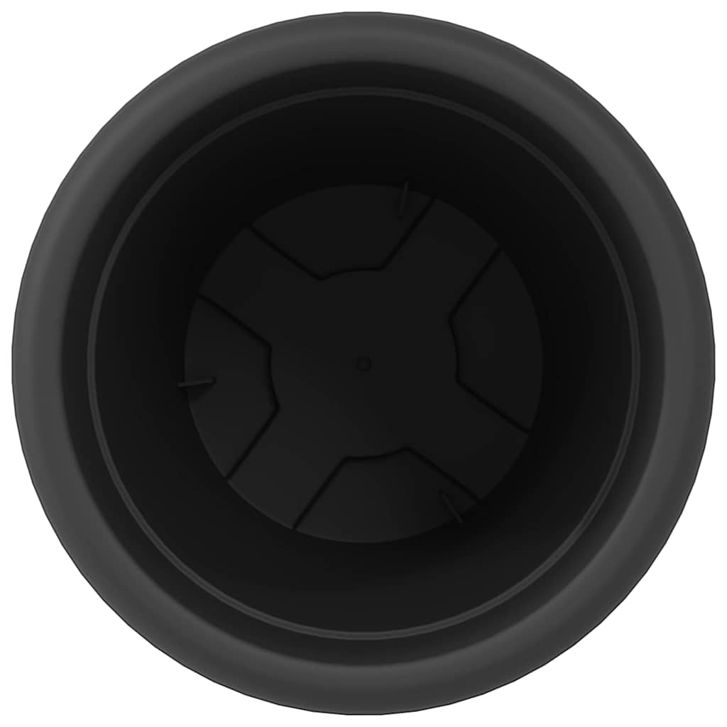 Vaso Rotondo per Fiori 6 pz Nero Ø 22 x 18 cm Plastica