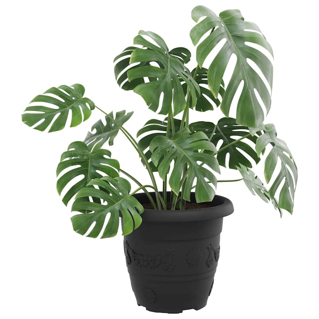 Vaso Rotondo per Fiori 6 pz Nero Ø 30 x 25 cm Plastica