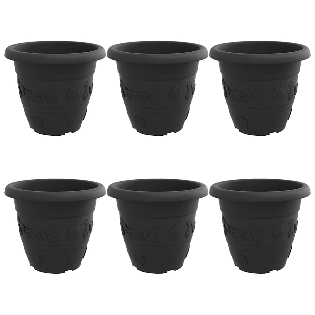 Vaso Rotondo per Fiori 6 pz Nero Ø 39 x 32 cm Plastica