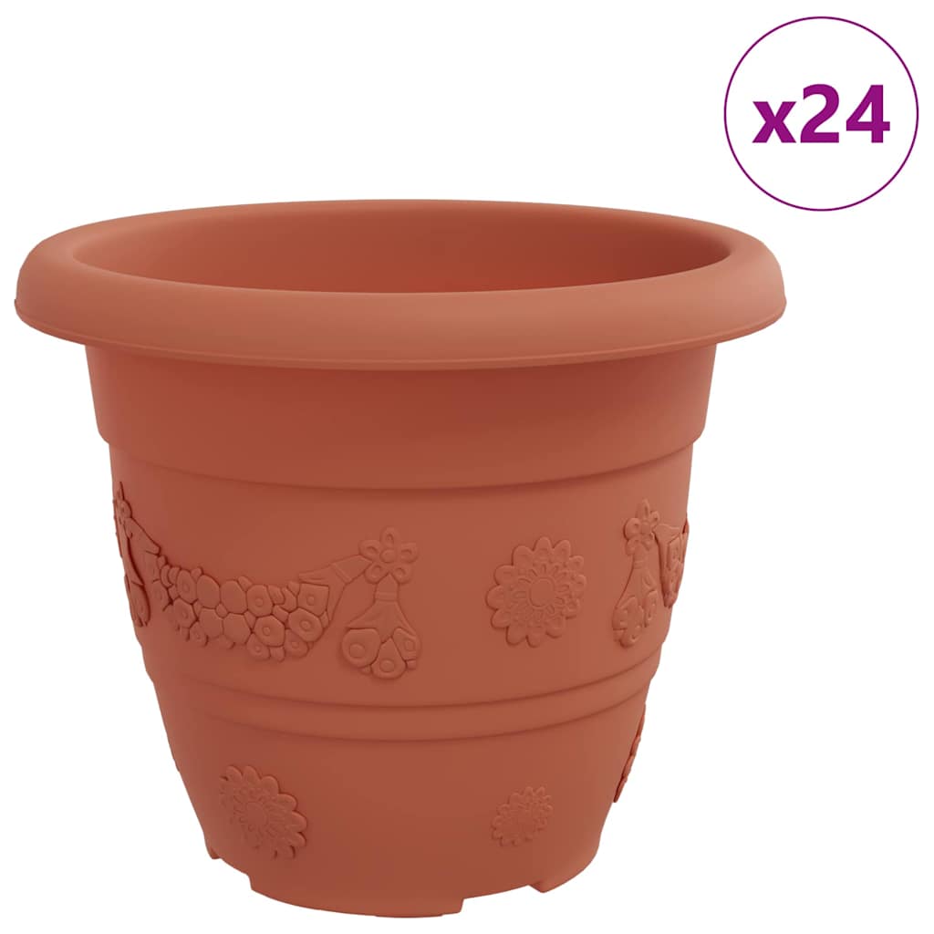 Vaso Rotondo per Fiori 24 pz Rosso Mattone Ø 22 x 18 cm