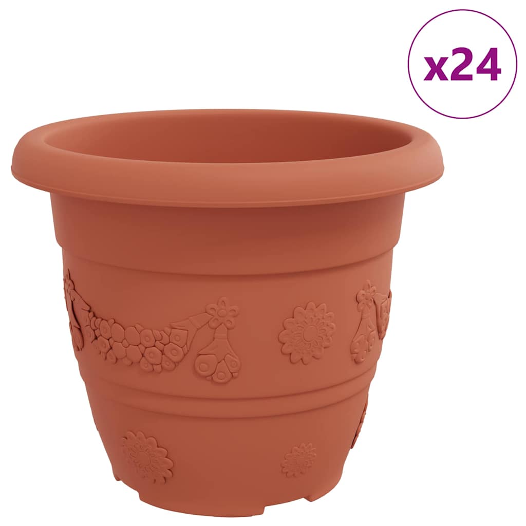 Vaso Rotondo per Fiori 24 pz Rosso Mattone Ø 30 x 25 cm