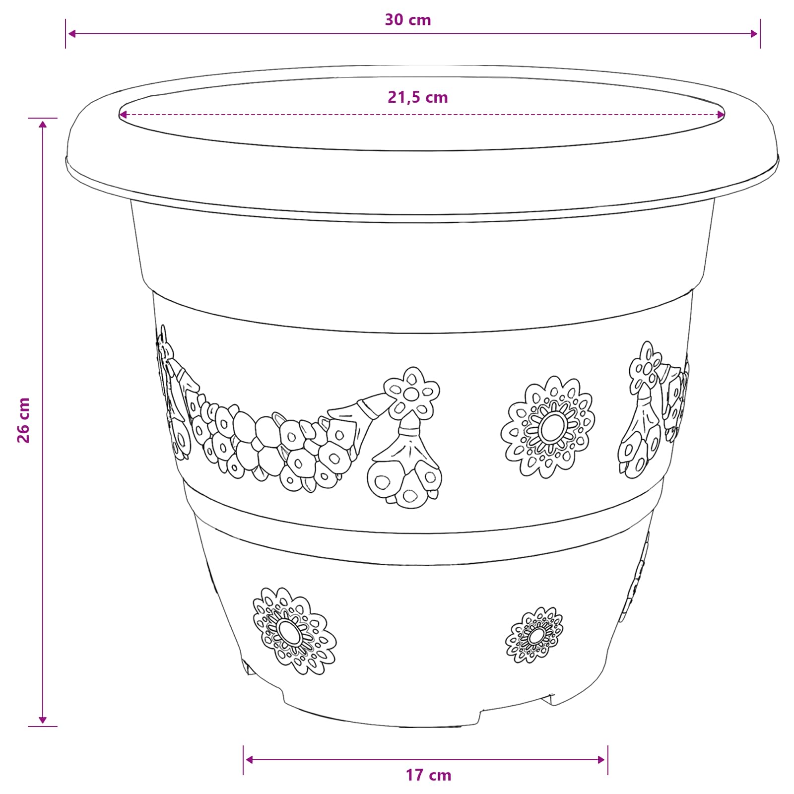 Vaso Rotondo per Fiori 24 pz Rosso Mattone Ø 30 x 25 cm