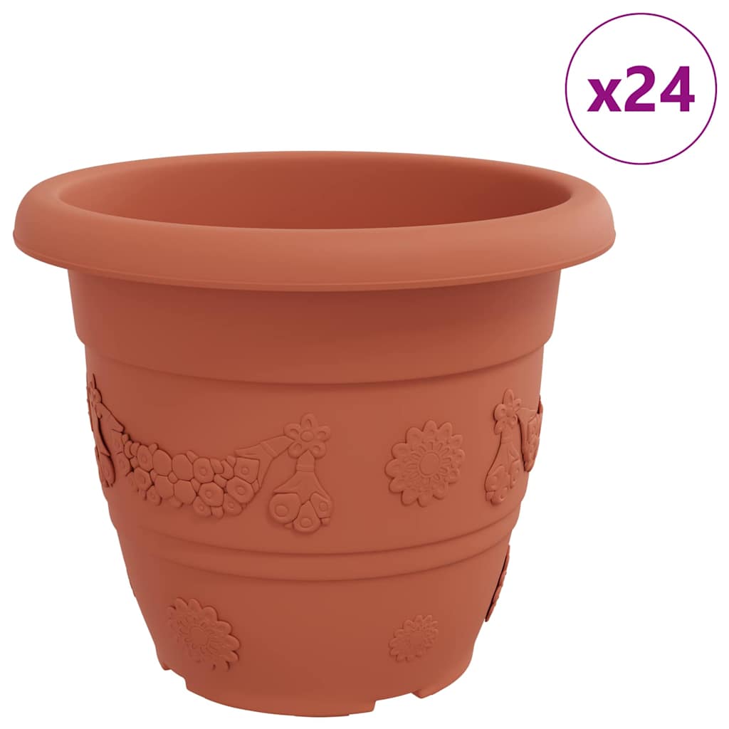 Vaso Rotondo per Fiori 24 pz Rosso Mattone Ø 34 x 28 cm