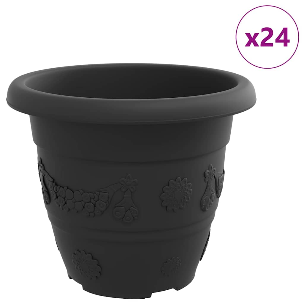 Vaso Rotondo per Fiori 24 pz Nero Ø 26 x 21.5 cm Plastica