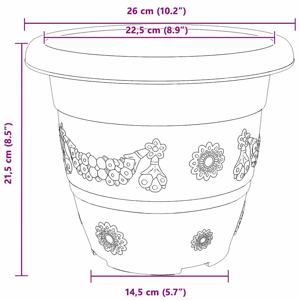 Vaso Rotondo per Fiori 24 pz Nero Ø 26 x 21.5 cm Plastica