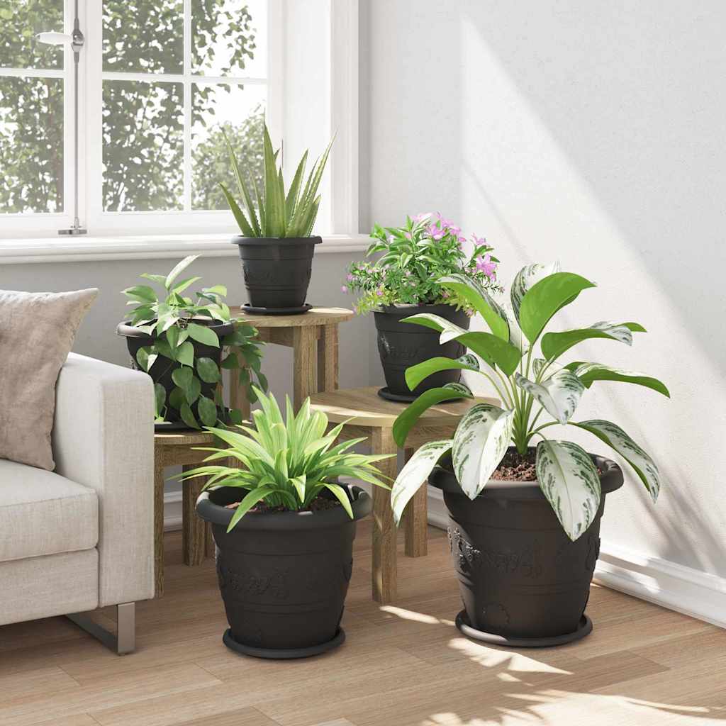Vaso Rotondo per Fiori 24 pz Nero Ø 34 x 28 cm Plastica